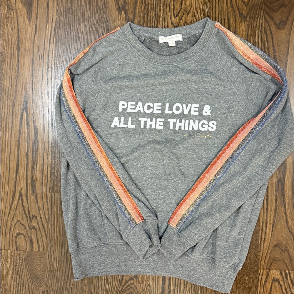 Spiritual Gangster Gray Sweatshirt with Colorful Stripes